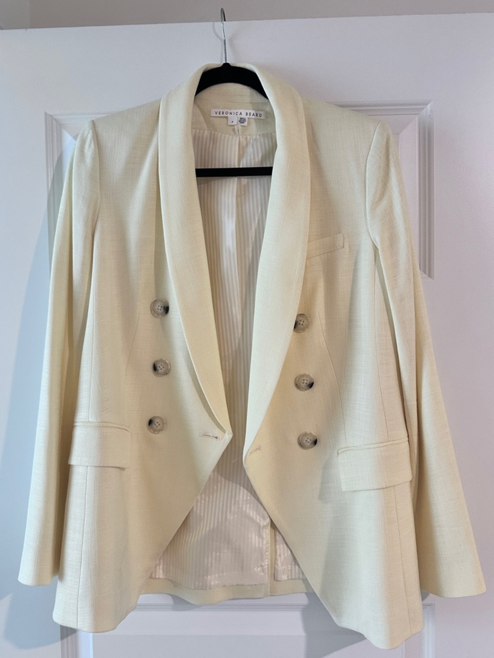 Veronica Beard Butter Yellow sz8 Double-Breasted Shawl Collar Blazer